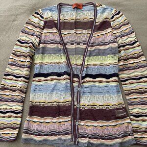 SUPER RARE MISSONI Vintage Y2K Orange Label Wave Knit Pattern Lightweight 40